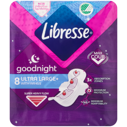 Libresse Ultra Large Good Night Pads With Wings 8 Pack