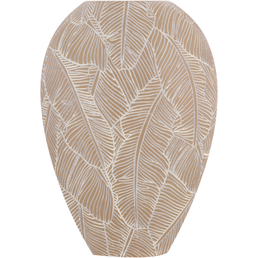 Beige Leaf Patterned Vase