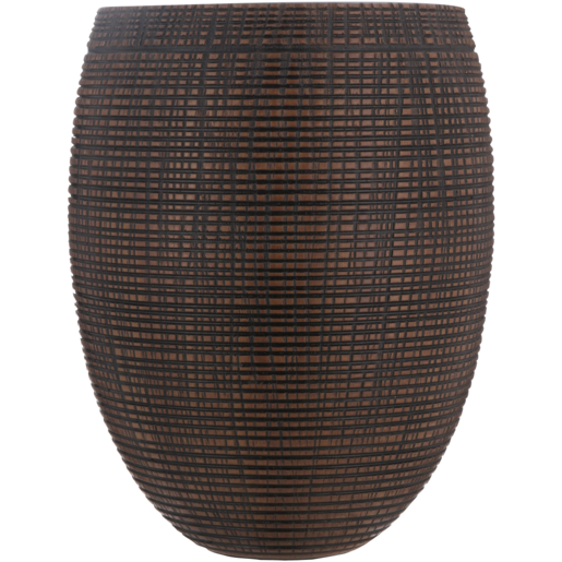 Brown Barrel Polyresin Vase