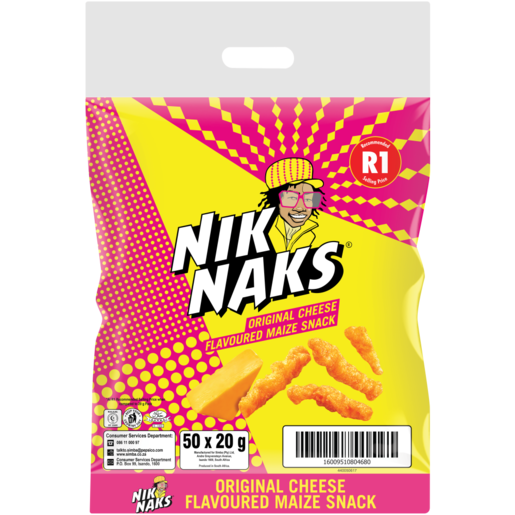 NikNaks Cheese Flavoured Maize Snack 50 x 20g