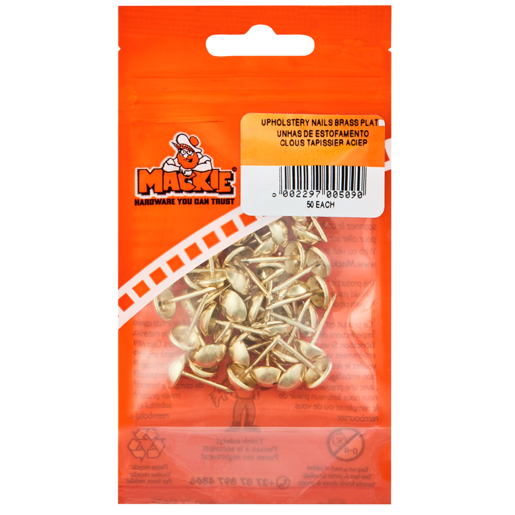 Mackie Brass Plated Upholstery Nails 50 Pack