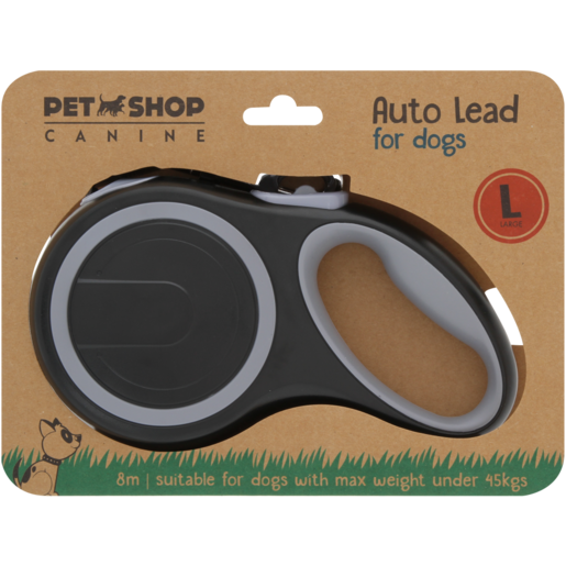 Petshop Canine Large Black Auto Dog Lead