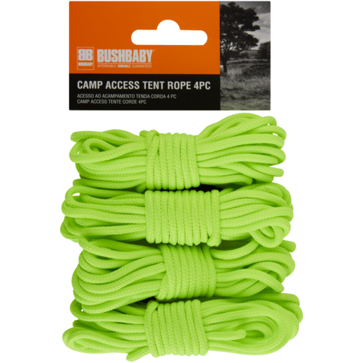 Bush Baby Green Camp Access Tent Rope 3m 4 Pack