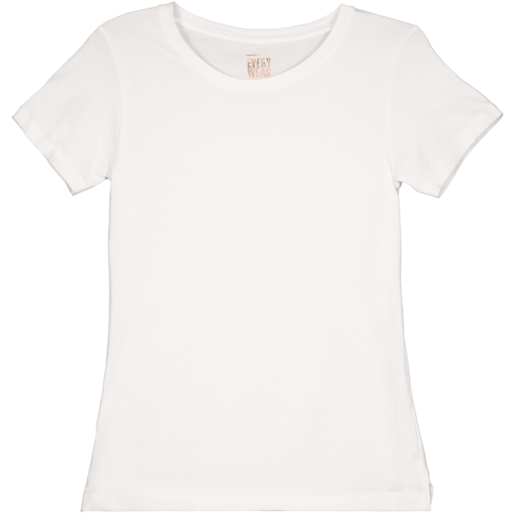 Every Wear Ladies White Crewneck T-Shirt S-XXL