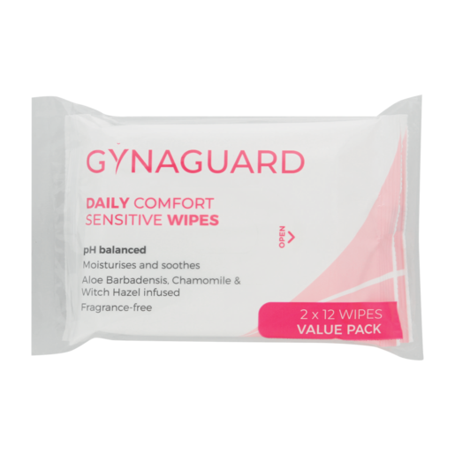 GynaGuard Daily Comfort Sensitive Wipes 2 x 12 Pack