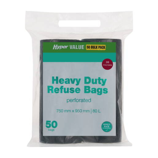 Hyper Value Black Heavy Duty Refuse Bags 50 Pack