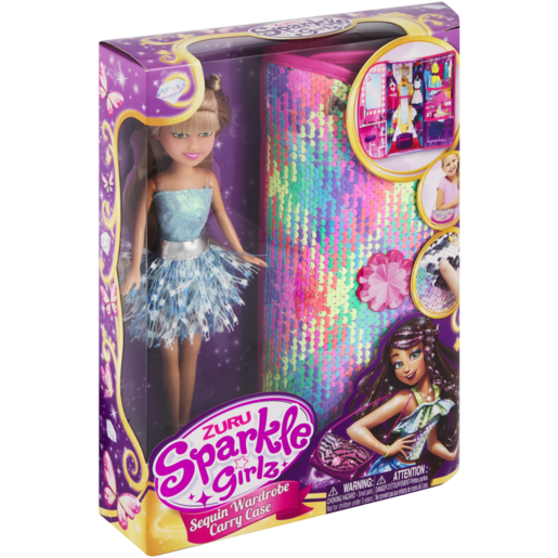 Sparkle Girlz Doll & Sequin Wardrobe Carry Case Set 4 Piece