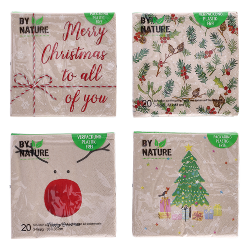 By Nature Eco-Friendly Christmas Napkins (Assorted Item - Supplied At Random)