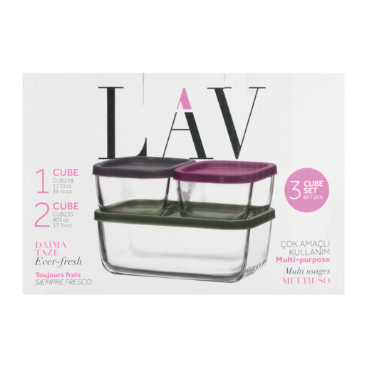 LAV Glass Cube Container Set 3 Piece