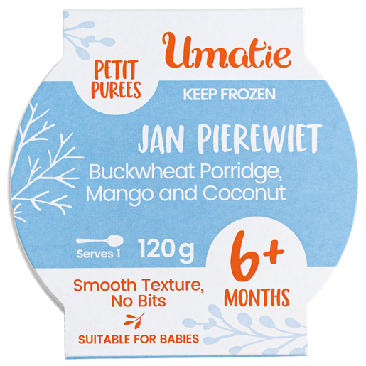 Umatie Jan Pierewiet Mango & Coconut Buckwheat Baby Porridge 6+ Months 120g