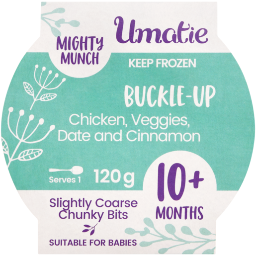 Umatie Mighty Munch Buckle-Up Chicken Veggies Date & Cinnamon Frozen Baby Food 10+ Months 120g