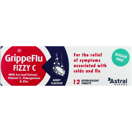 GrippeFlu Fizzy C Cold & Flu Berry Effervescent Tablets 12 Pack