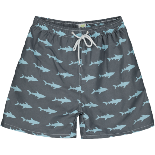 Every Wear Mens Shark Print Grey Board Shorts S-XXL