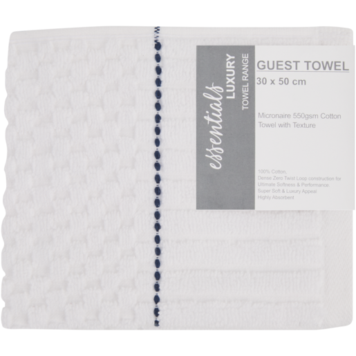 Essentials White Luxury Guest Towel 30 x 50cm