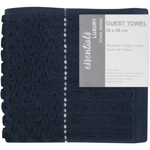 Essentials Navy Luxury Guest Towel 30 x 50cm