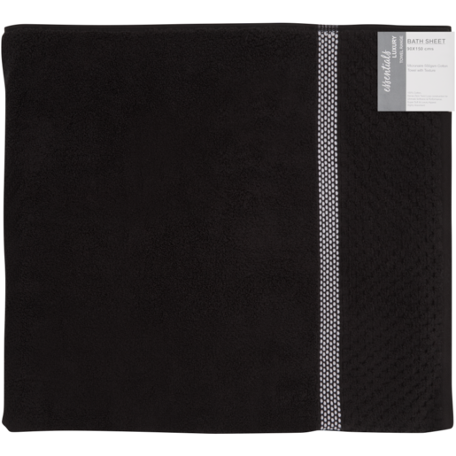Essentials Black Luxury Bath Sheet 90 x 150cm