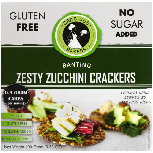Gracious Bakers Zesty Zucchini Banting Crackers 100g 