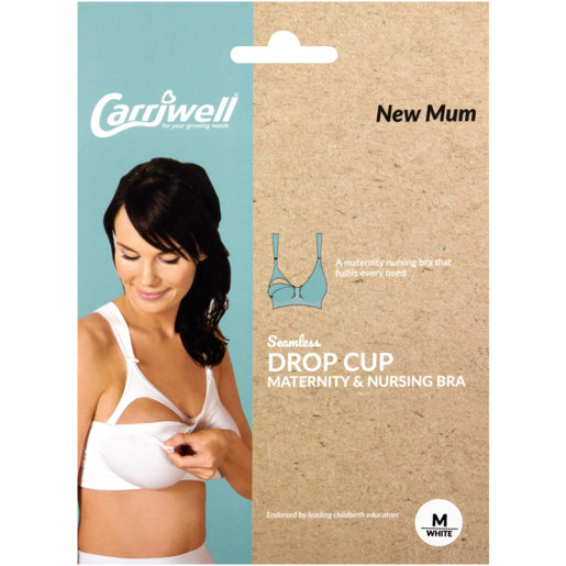 Carriwell White Seamless Drop Cup Maternity And Nursing Bra Medium