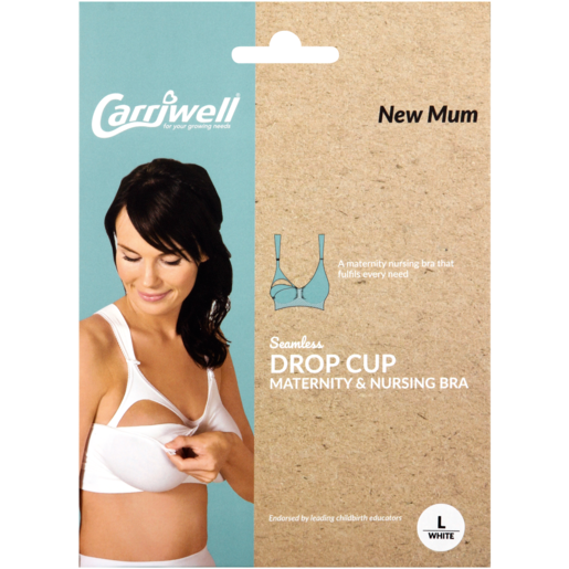 Carriwell White Seamless Drop Cup Maternity And Nursing Bra Large, Hospital Essentials, Expecting Mothers, Baby