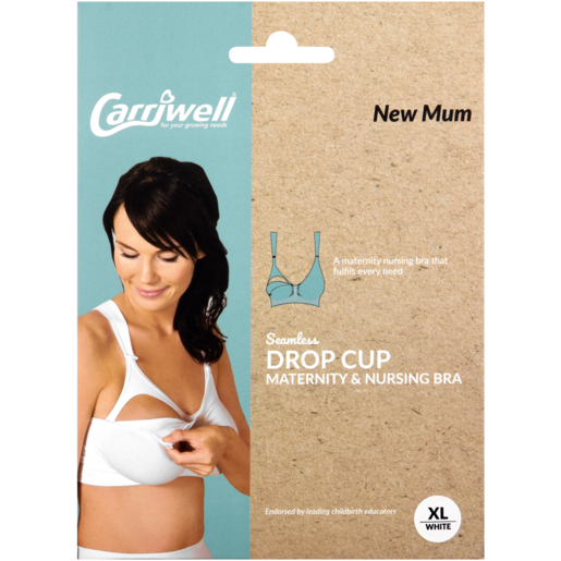 Carriwell White Seamless Drop Cup Maternity And Nursing Bra Extra Large