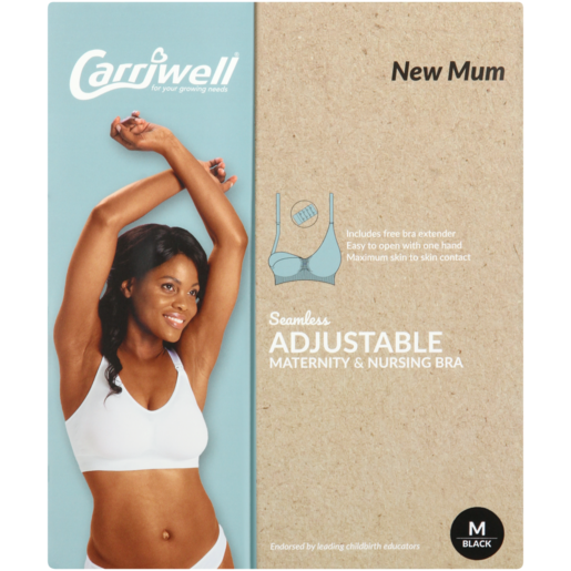 Carriwell Black Seamless Adjustable Maternity And Nursing Bra Medium, Hospital Essentials, Expecting Mothers, Baby