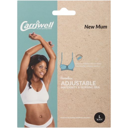 Carriwell Black Seamless Drop Cup Adjustable Maternity And Nursing Bra Large, Hospital Essentials, Expecting Mothers, Baby
