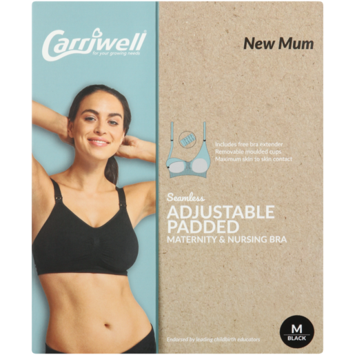 Carriwell Black Seamless Padded Nursing Bra Medium, Hospital Essentials, Expecting Mothers, Baby