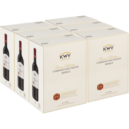 KWV Classic Cabernet Sauvignon Shiraz Red Wine Boxes 8 x 2L