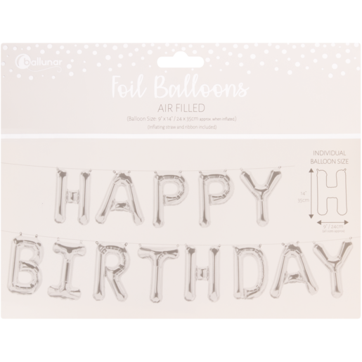 Ballunar Silver Foil Happy Birthday Letters Balloons