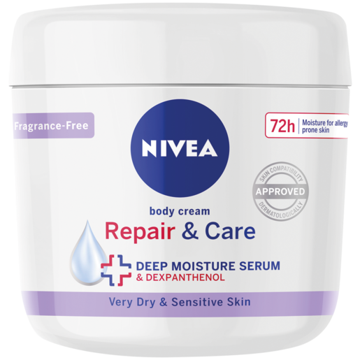 NIVEA Repair & Care Fragrance-Free Body Cream Tub 400ml