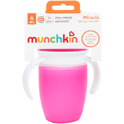 Munchkin Miracle Pink Spill-Proof Trainer Cup 6+ Months 207ml