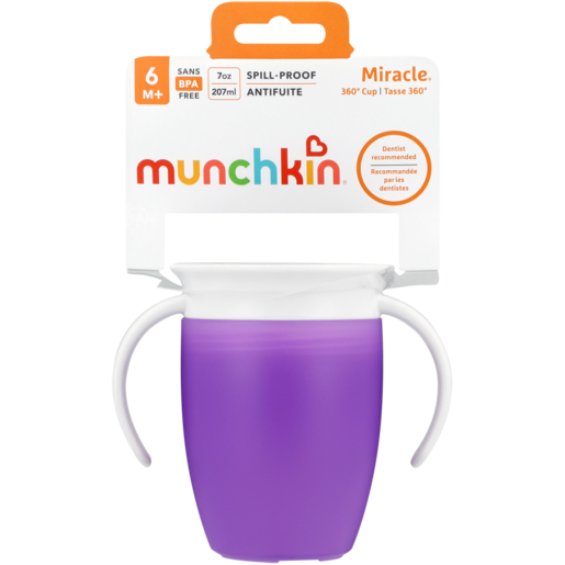 Munchkin Miracle Purple Spill-Proof Trainer Cup 6+ Months 207ml