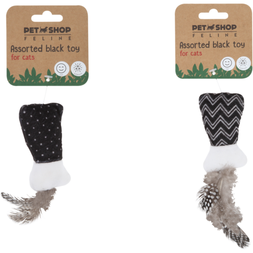 Petshop Black & Grey Patterned Cat Toy (Colour May Vary)
