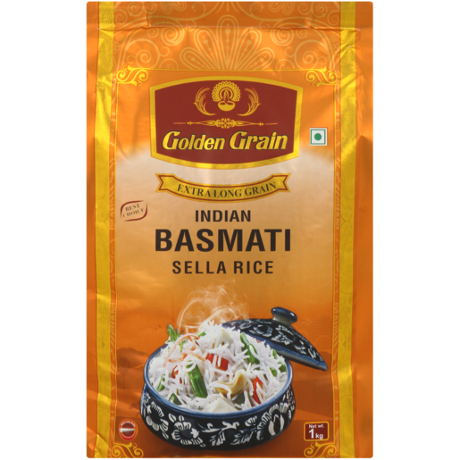 Golden Grain Indian Basmati Sella Rice Extra Long Grain 1kg