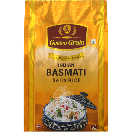 Golden Grain Indian Basmati Sella Rice Extra Long Grain 2kg