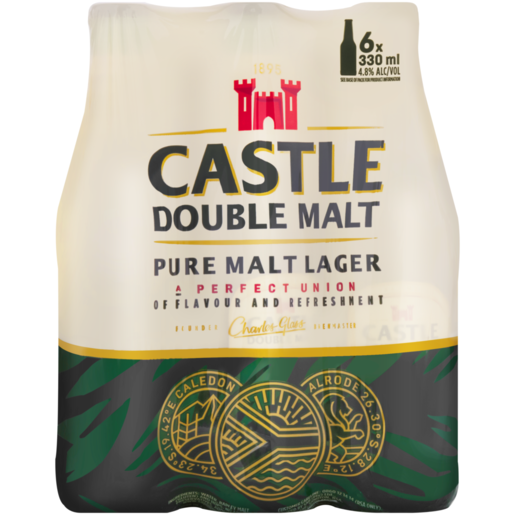 Castle Double Malt Pure Malt Lager Beer Bottles 6 x 330ml 