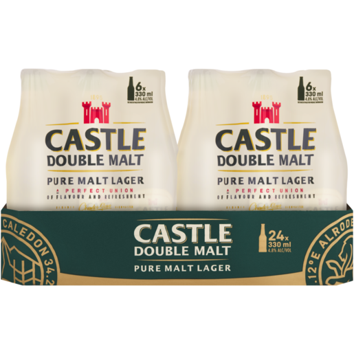 Castle Double Malt Pure Malt Lager Beer Bottles 24 x 330ml 