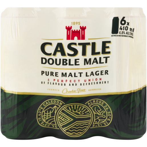 Castle Double Malt Pure Malt Lager Beer Cans 6 x 410ml 