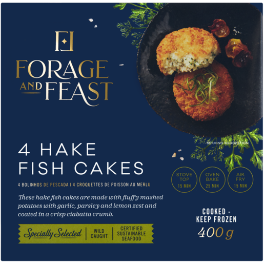 Forage And Feast Frozen Hake Fish Cakes 4 x 100g