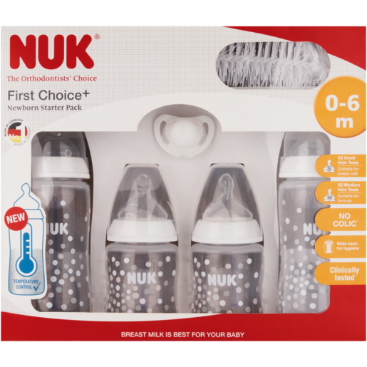 NUK First Choice+ Newborn Bottle Starter Pack 0-6 Months 6 Piece