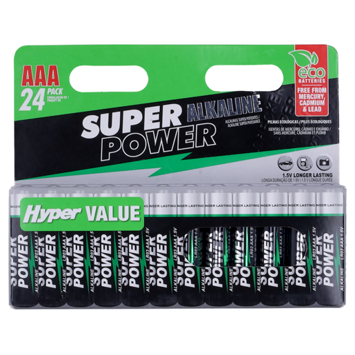 Super Power Alkaline AAA Batteries 24 Pack
