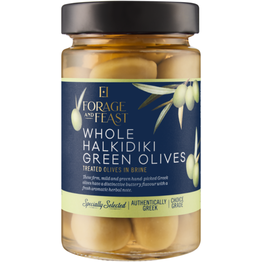 Forage And Feast Whole Halkidiki Green Olives 300g