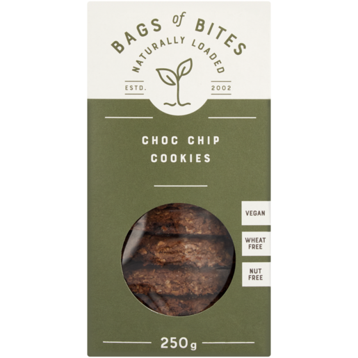 Bags Of Bites Naturally Loaded Choc Chip Cookies Bag 250g