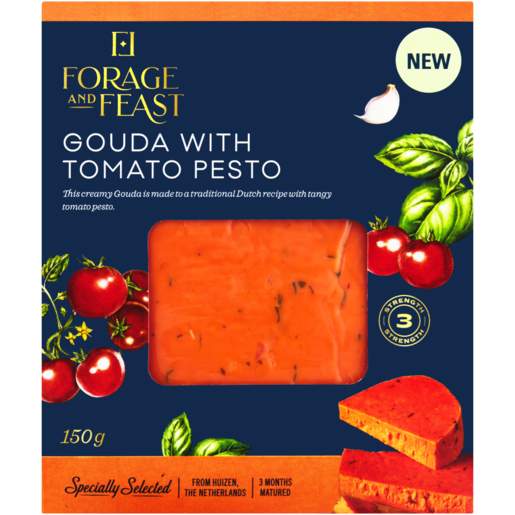 Forage And Feast Tomato Pesto Flavoured Gouda Cheese 150g