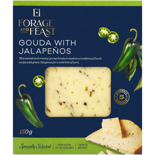 Forage And Feast Jalapeno Flavoured Gouda Cheese 150g