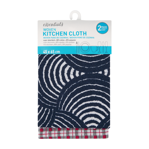 Essentials Woven Kitchen Cloths 2 Pack (Colour May Vary)