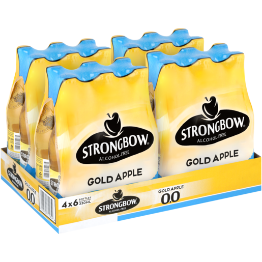 Strongbow Gold Apple Flavoured Alcohol-Free Cider Bottles 24 x 330ml