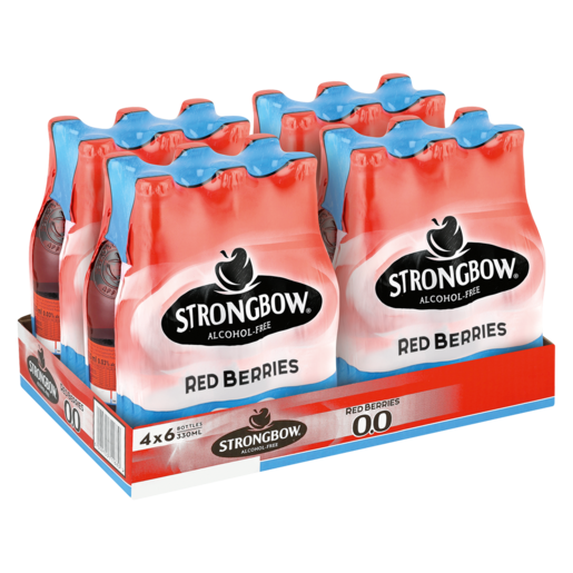Strongbow Red Berries Flavoured Alcohol-Free Cider Bottles 24 x 330ml