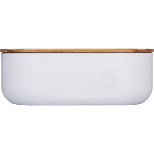 Embossed White Bread Tin with Bamboo Lid