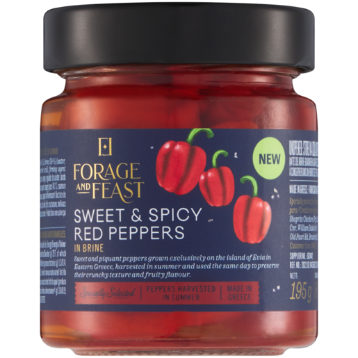 Forage And Feast Sweet & Spicy Red Peppers In Brine 195g